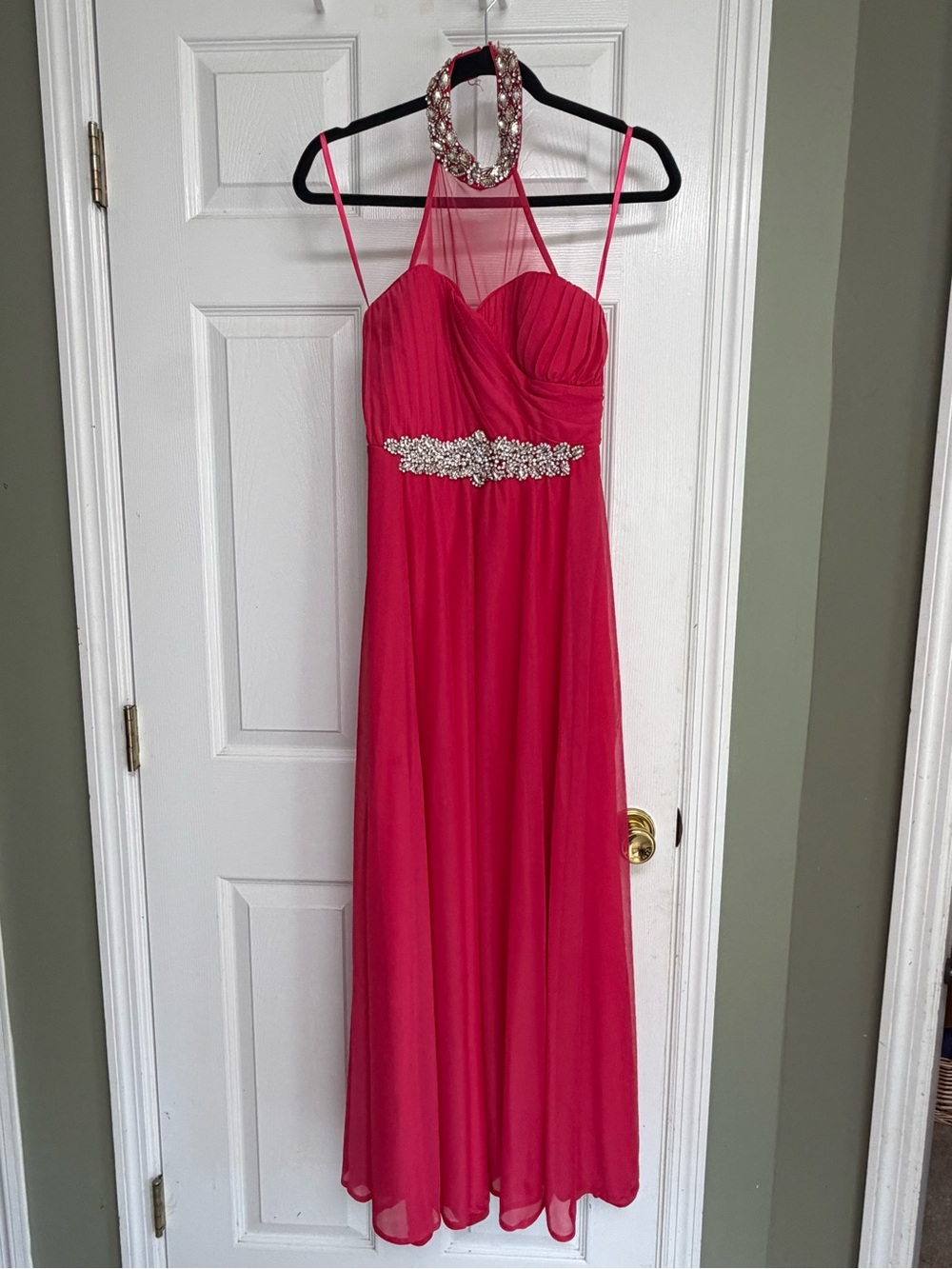 Pink Beaded Chiffon Prom Dress